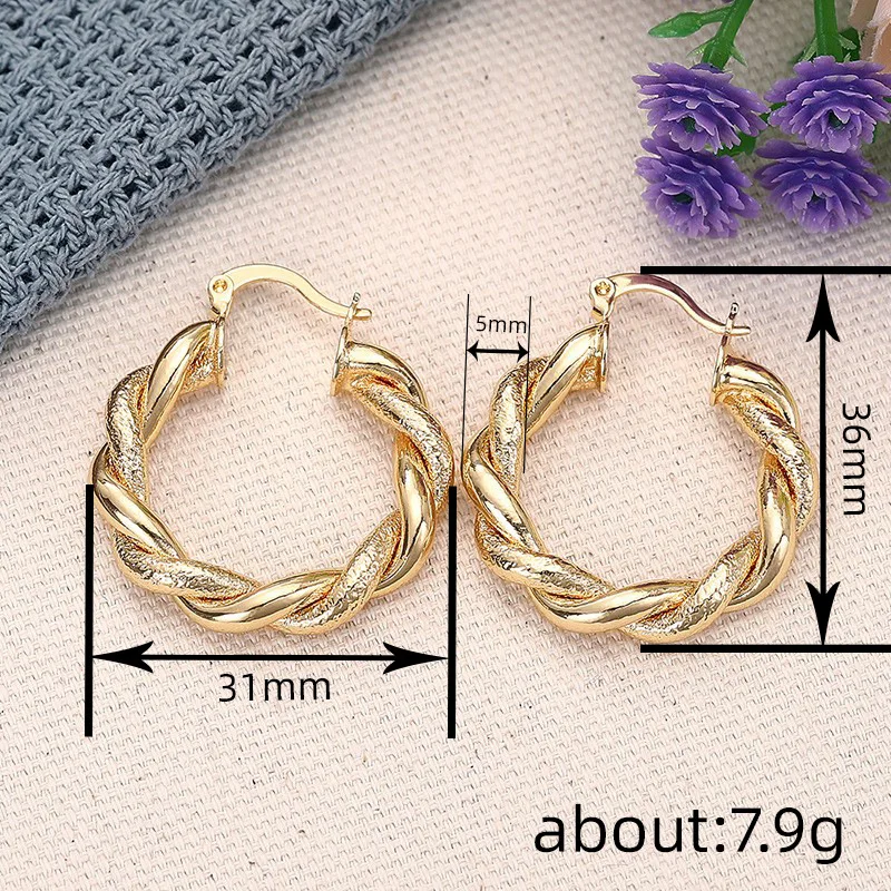 European and American Style Metal Spiral Texture Large Circle Earrings for Attending Banquets, Exaggerated Trendy Accessories - Image 59