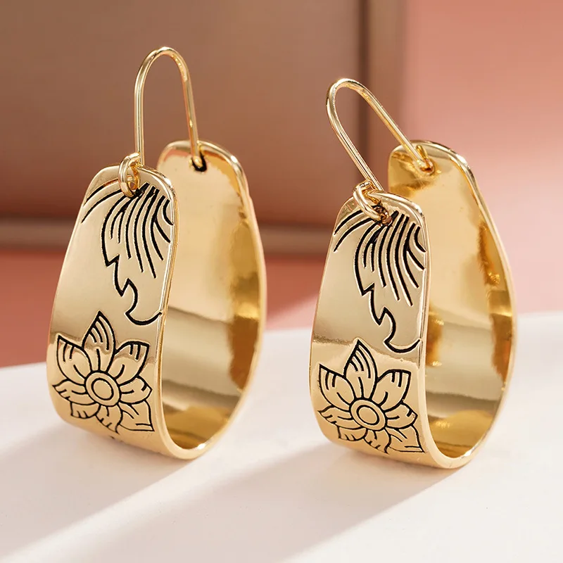 European and American Style Metal Spiral Texture Large Circle Earrings for Attending Banquets, Exaggerated Trendy Accessories - Image 37