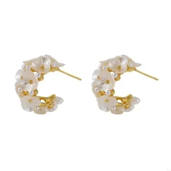 Sophisticated Earrings Ear Jewelry Flower Studs Earrings Unique Ear Pendant Alloy Texture Ear Pin for Fashion Lover P9YF