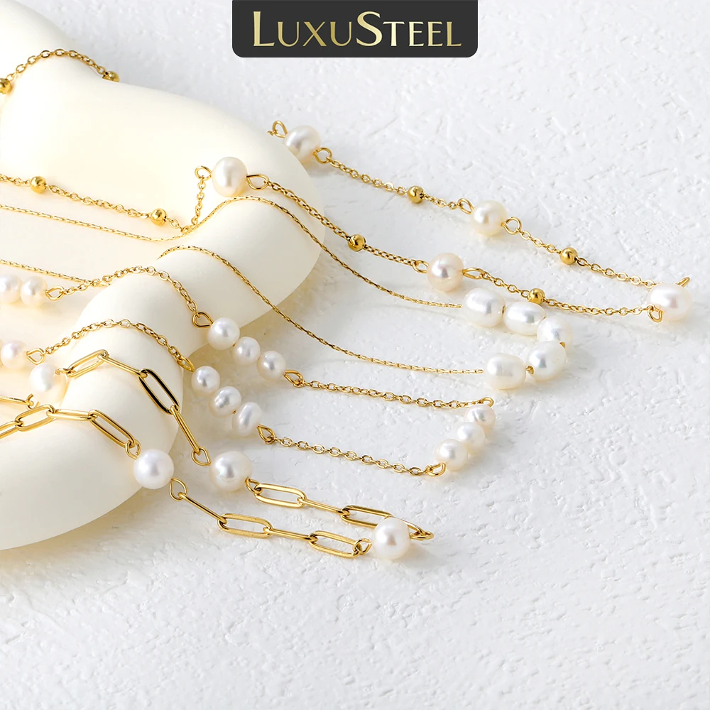 LUXUSTEEL Elegant Natural Pearls Pendant For Women Stainless Steel Imitaiton Pearl Female Necklace Chain Choker Jewelry Gift - Image 2