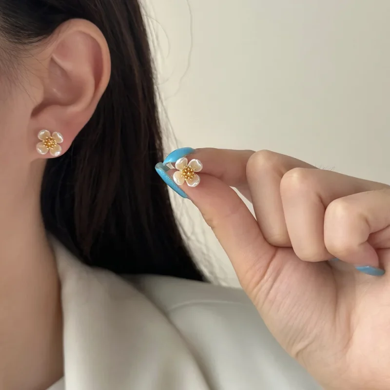 PONYKISS 925 Sterling Silver 18K Gold Romantic Flower Stud Earrings for Women Minimalist Fine Jewelry Mini Plant Accessories - Image 7