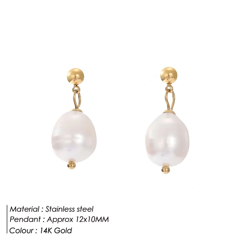 eManco Freshwater Pearl Earrings Stainless Steel Women's Jewelry Chain Drop Pierced Earrings Pearl Jewelry Set Gift Wholesale - Image 27