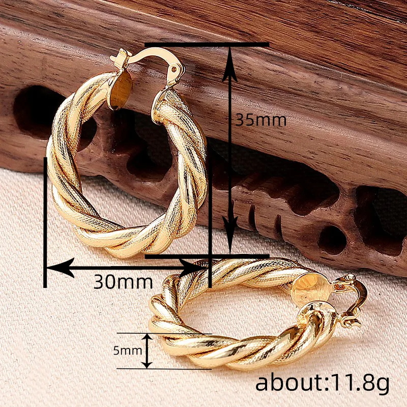European and American Style Metal Spiral Texture Large Circle Earrings for Attending Banquets, Exaggerated Trendy Accessories - Image 83