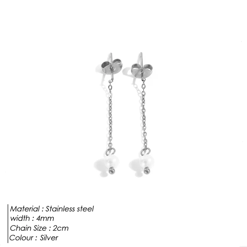 eManco Freshwater Pearl Earrings Stainless Steel Women's Jewelry Chain Drop Pierced Earrings Pearl Jewelry Set Gift Wholesale - Image 23