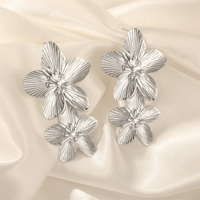 My Shape Large Flower Stud Earrings Stainless Steel Gold Color Big Earrings for Women Delicate Trendy Stud Earrings Jewelry Gift - Image 28