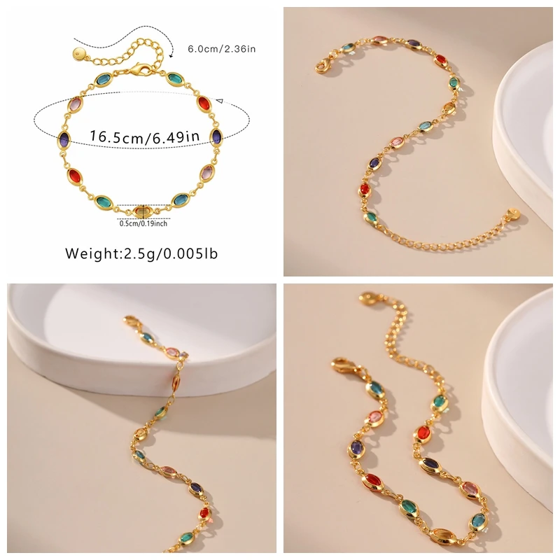 Stainless Steel Y2K Colorful Zircon Crystal Bracelet for Women Luxury Elegent 18K Gold Color Chain Dazzling Handmade Jewelry Acc - Image 24