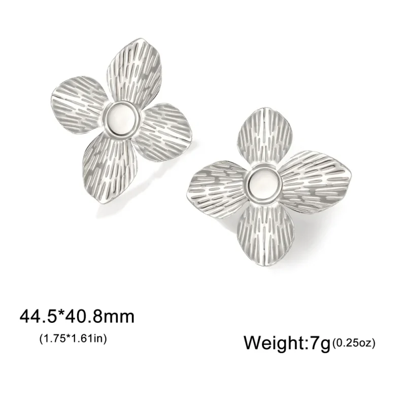 My Shape Large Flower Stud Earrings Stainless Steel Gold Color Big Earrings for Women Delicate Trendy Stud Earrings Jewelry Gift - Image 15