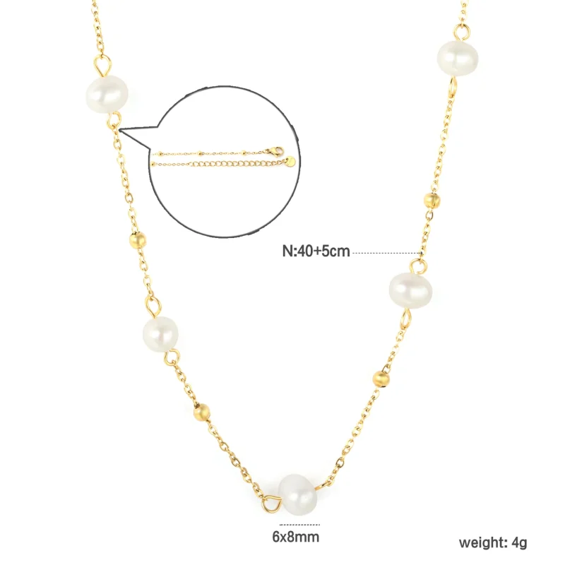 LUXUSTEEL Elegant Natural Pearls Pendant For Women Stainless Steel Imitaiton Pearl Female Necklace Chain Choker Jewelry Gift - Image 4