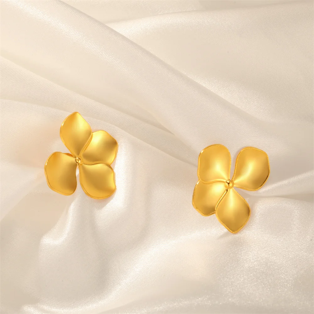 My Shape Large Flower Stud Earrings Stainless Steel Gold Color Big Earrings for Women Delicate Trendy Stud Earrings Jewelry Gift - Image 41