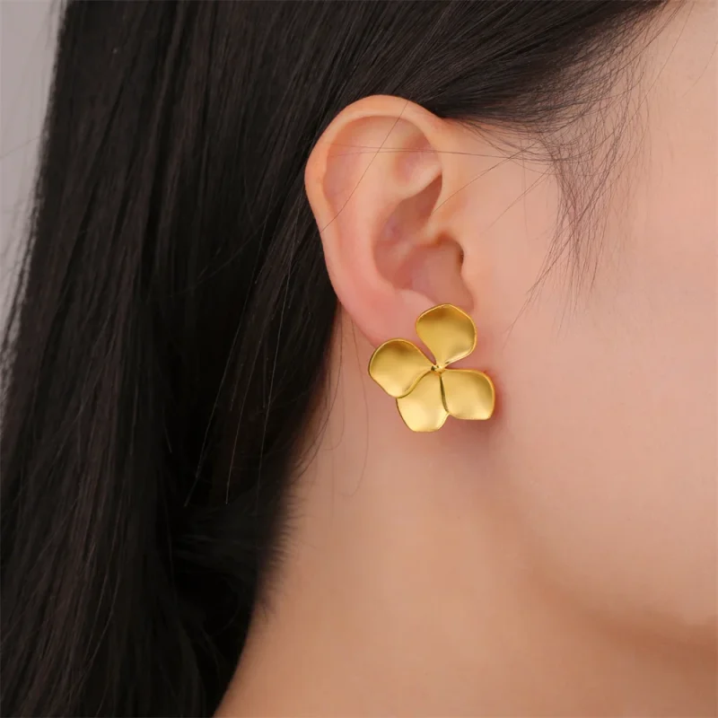 My Shape Large Flower Stud Earrings Stainless Steel Gold Color Big Earrings for Women Delicate Trendy Stud Earrings Jewelry Gift - Image 38