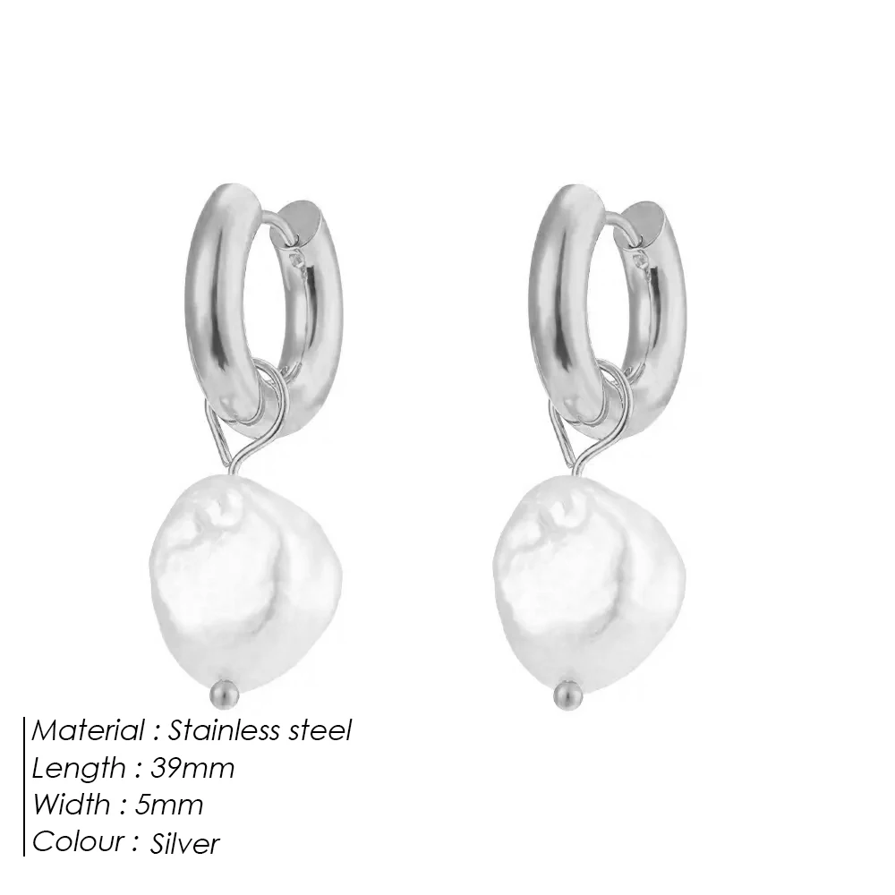 eManco Freshwater Pearl Earrings Stainless Steel Women's Jewelry Chain Drop Pierced Earrings Pearl Jewelry Set Gift Wholesale - Image 19