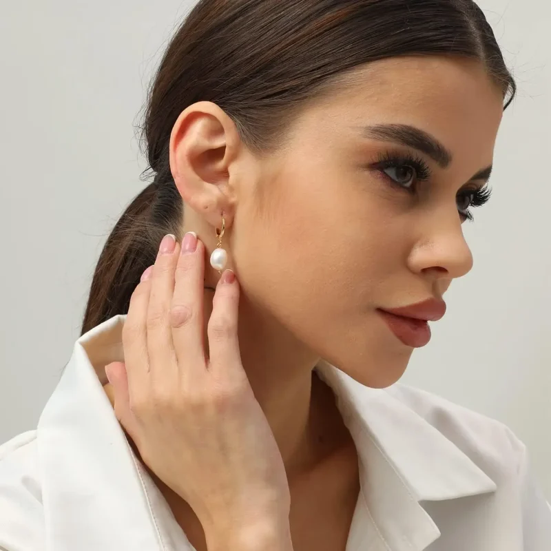 18K Gold Plated Women's Waterdrop Pendant Baroque Pearl Earrings Luxury Minimalist Design Elegant Jewelry Accessories - Image 10