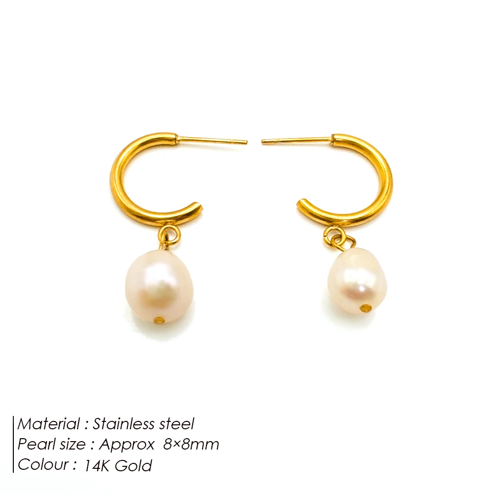 eManco Freshwater Pearl Earrings Stainless Steel Women's Jewelry Chain Drop Pierced Earrings Pearl Jewelry Set Gift Wholesale - Image 29