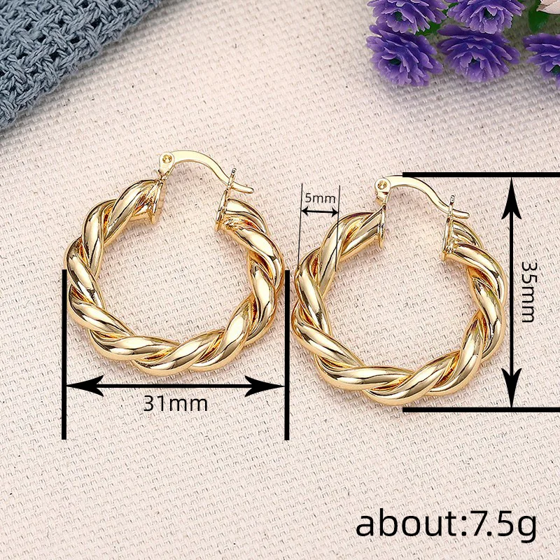 European and American Style Metal Spiral Texture Large Circle Earrings for Attending Banquets, Exaggerated Trendy Accessories - Image 56