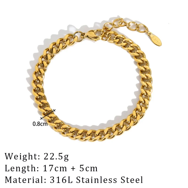 2024 New Wide Chunky Twist Bracelets For Women Gold Color Stainless Steel Link Cubic Chain Bangle Gift - Image 10