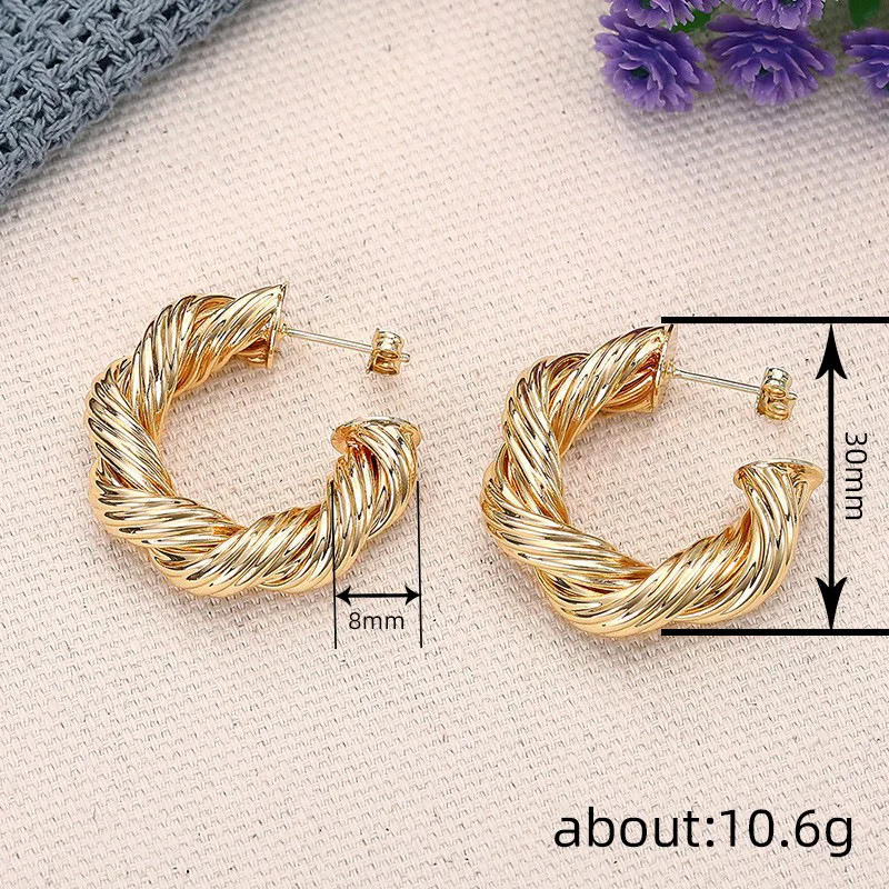 European and American Style Metal Spiral Texture Large Circle Earrings for Attending Banquets, Exaggerated Trendy Accessories - Image 75