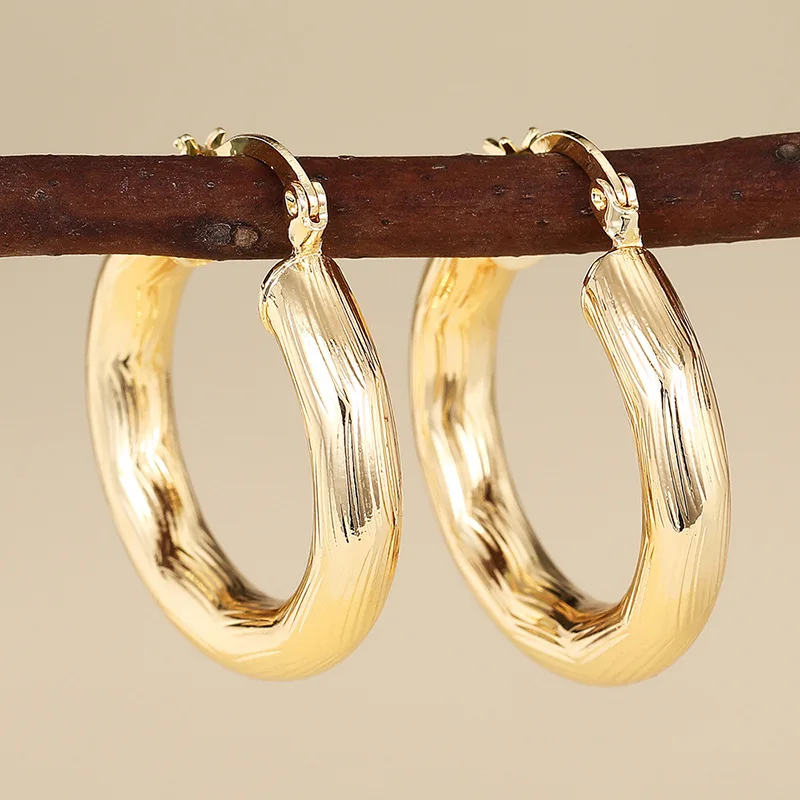 European and American Style Metal Spiral Texture Large Circle Earrings for Attending Banquets, Exaggerated Trendy Accessories - Image 19