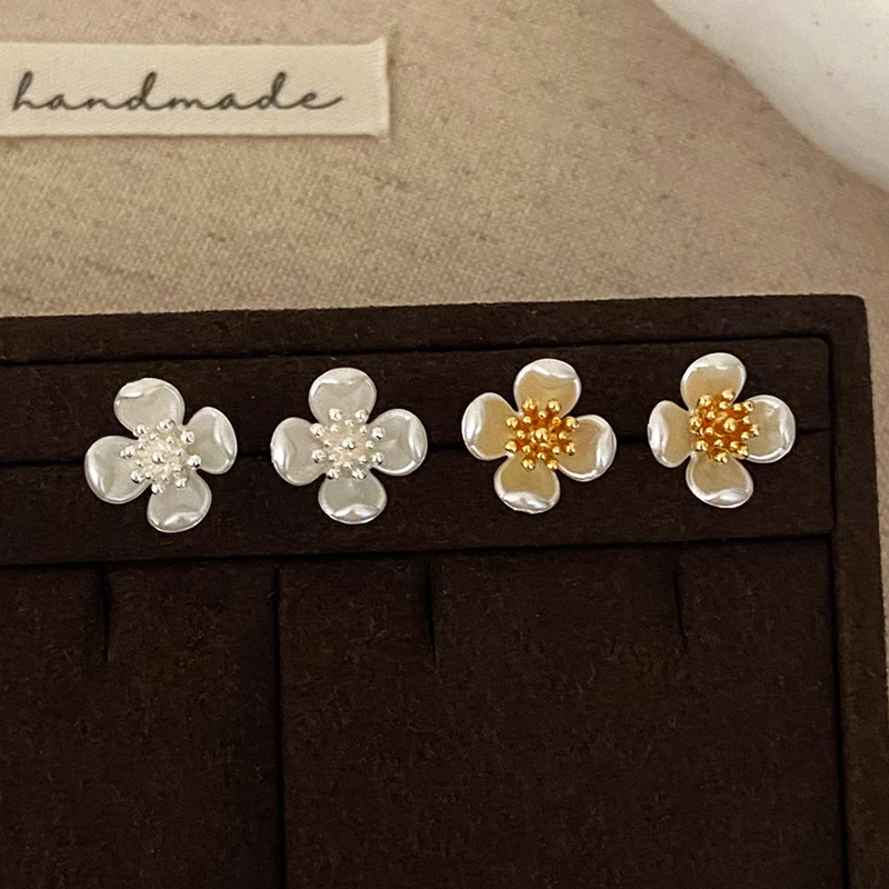 PONYKISS 925 Sterling Silver 18K Gold Romantic Flower Stud Earrings for Women Minimalist Fine Jewelry Mini Plant Accessories