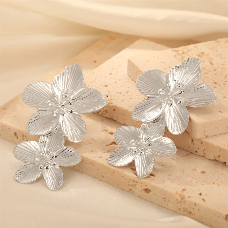 My Shape Large Flower Stud Earrings Stainless Steel Gold Color Big Earrings for Women Delicate Trendy Stud Earrings Jewelry Gift - Image 25