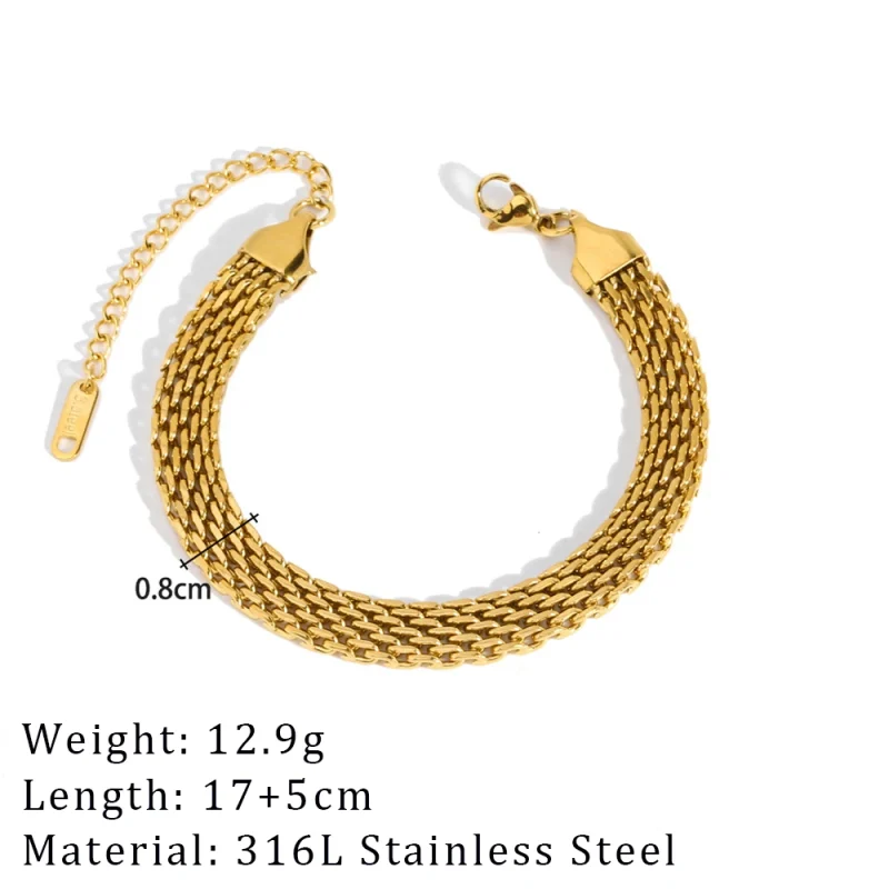 2024 New Wide Chunky Twist Bracelets For Women Gold Color Stainless Steel Link Cubic Chain Bangle Gift - Image 11