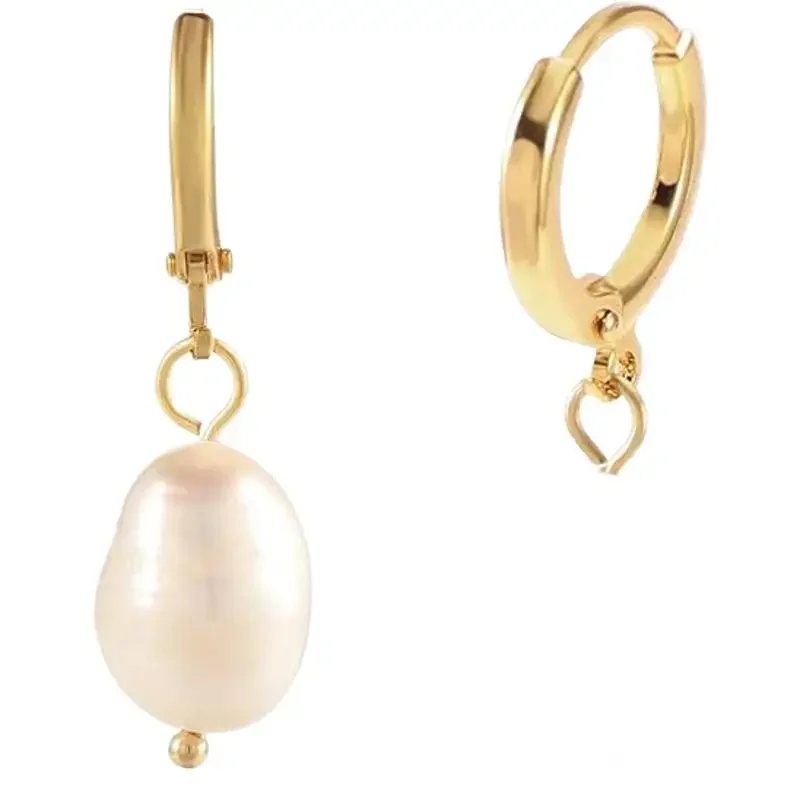 18K Gold Plated Women's Waterdrop Pendant Baroque Pearl Earrings Luxury Minimalist Design Elegant Jewelry Accessories - Image 5