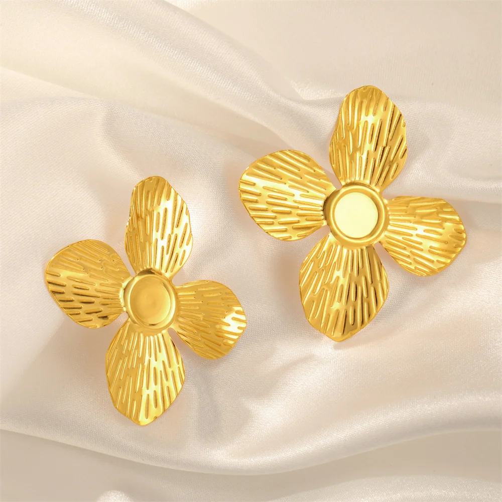 My Shape Large Flower Stud Earrings Stainless Steel Gold Color Big Earrings for Women Delicate Trendy Stud Earrings Jewelry Gift - Image 31