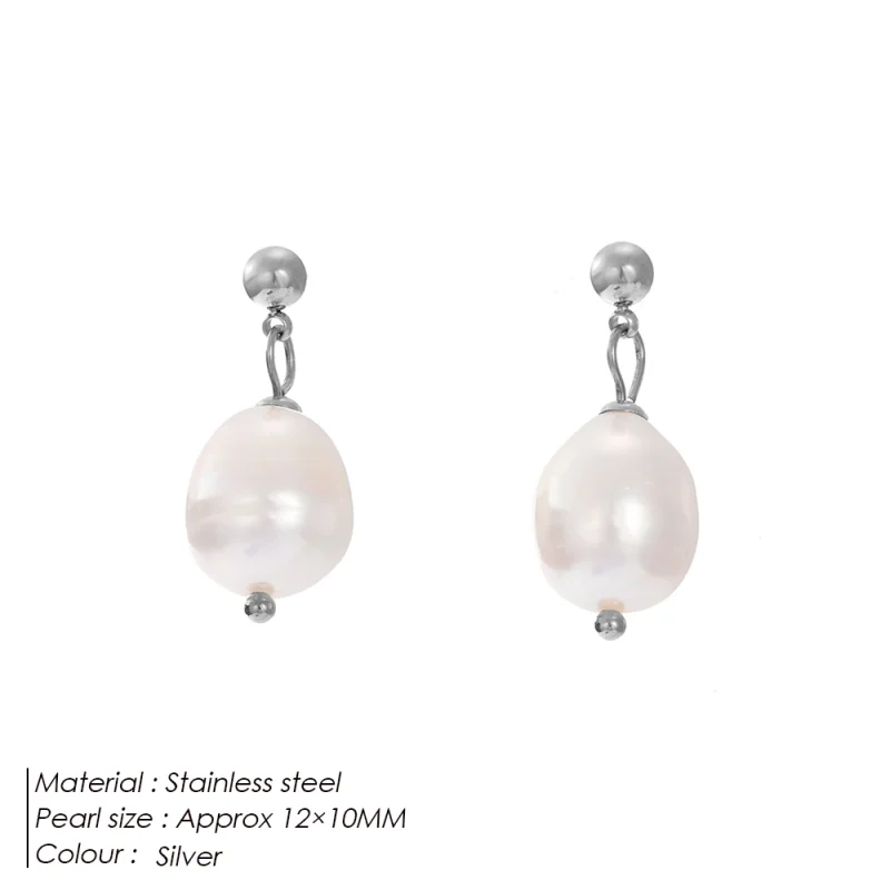 eManco Freshwater Pearl Earrings Stainless Steel Women's Jewelry Chain Drop Pierced Earrings Pearl Jewelry Set Gift Wholesale - Image 28