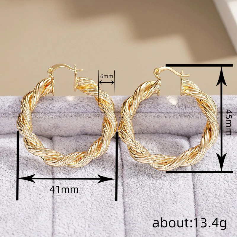 European and American Style Metal Spiral Texture Large Circle Earrings for Attending Banquets, Exaggerated Trendy Accessories - Image 82