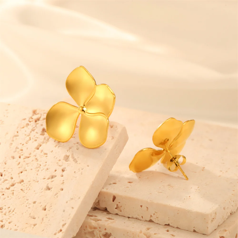 My Shape Large Flower Stud Earrings Stainless Steel Gold Color Big Earrings for Women Delicate Trendy Stud Earrings Jewelry Gift - Image 43