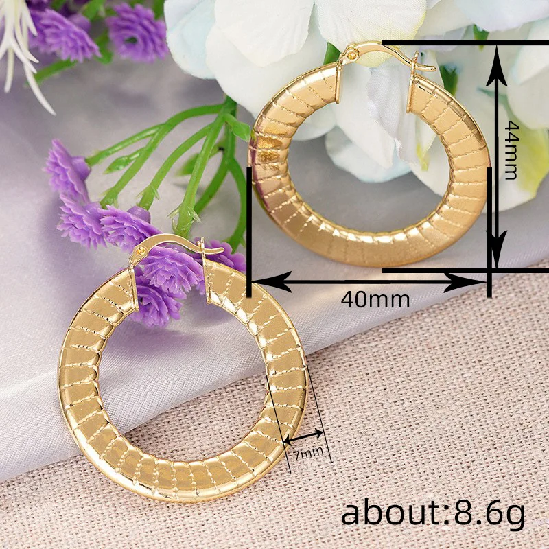 European and American Style Metal Spiral Texture Large Circle Earrings for Attending Banquets, Exaggerated Trendy Accessories - Image 65
