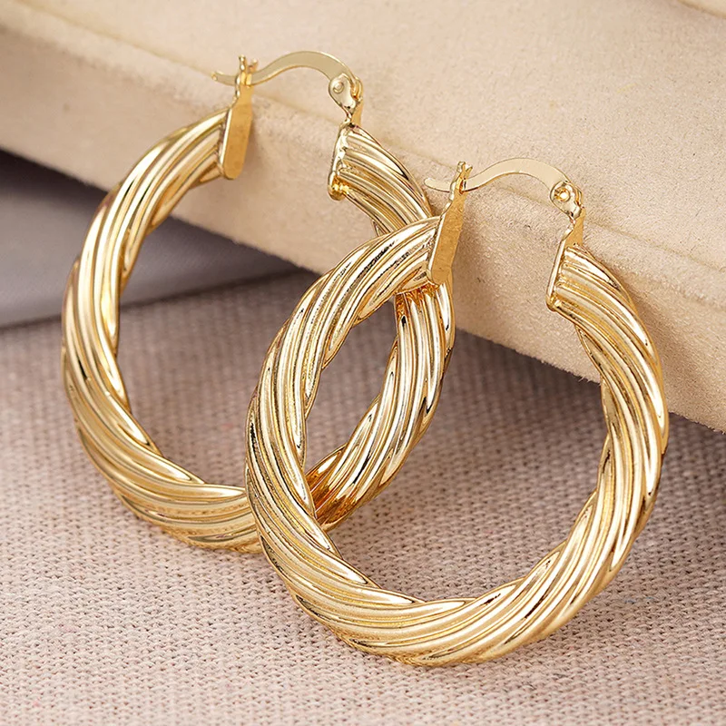 European and American Style Metal Spiral Texture Large Circle Earrings for Attending Banquets, Exaggerated Trendy Accessories - Image 48
