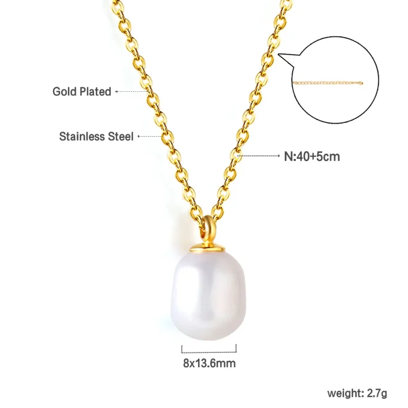 LUXUSTEEL Elegant Natural Pearls Pendant For Women Stainless Steel Imitaiton Pearl Female Necklace Chain Choker Jewelry Gift - Image 27