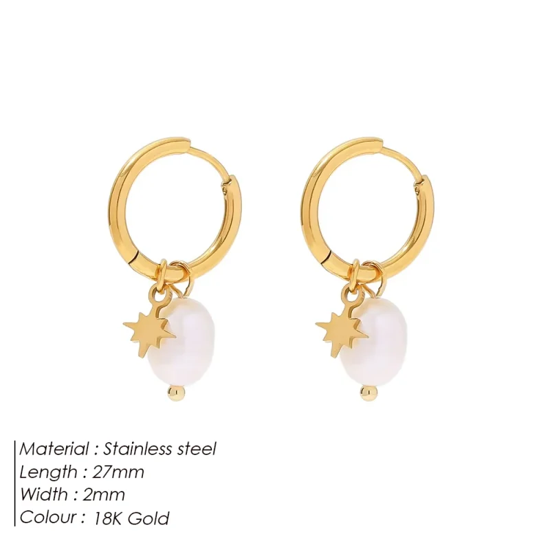 eManco Freshwater Pearl Earrings Stainless Steel Women's Jewelry Chain Drop Pierced Earrings Pearl Jewelry Set Gift Wholesale - Image 20