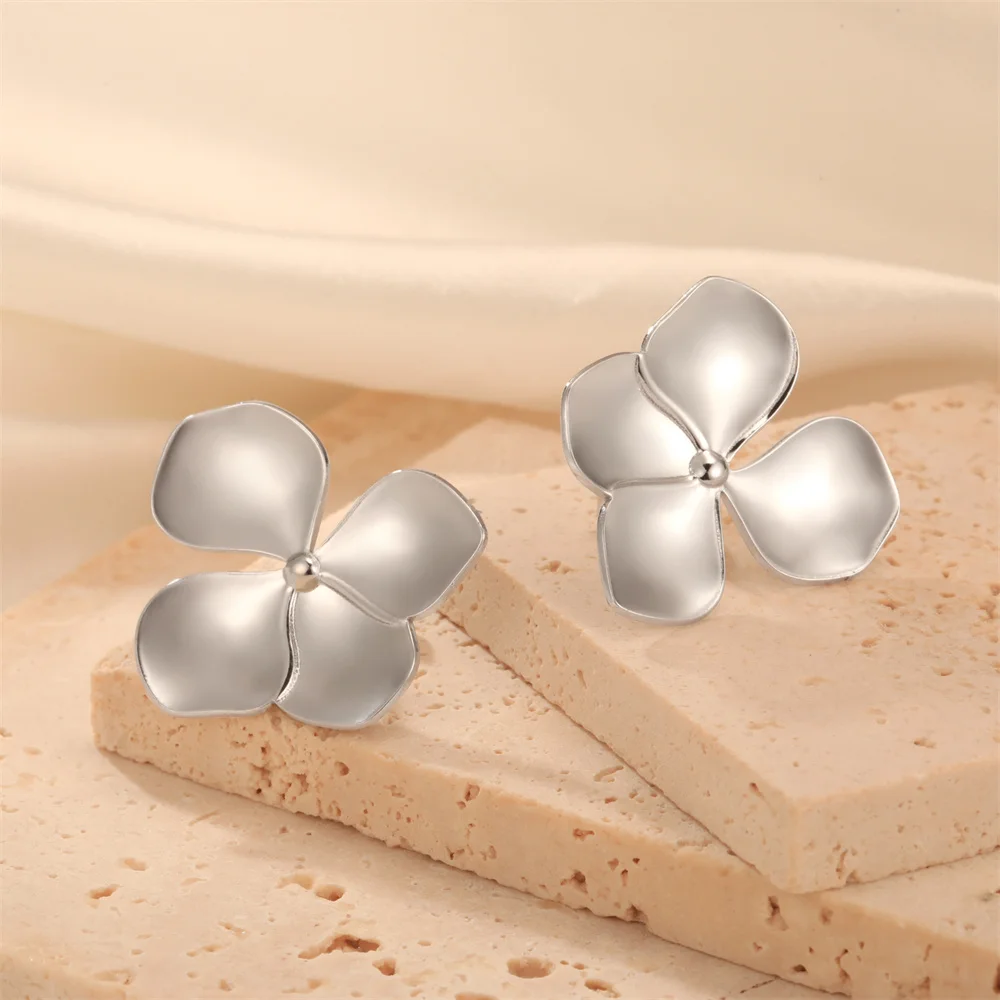 My Shape Large Flower Stud Earrings Stainless Steel Gold Color Big Earrings for Women Delicate Trendy Stud Earrings Jewelry Gift - Image 39