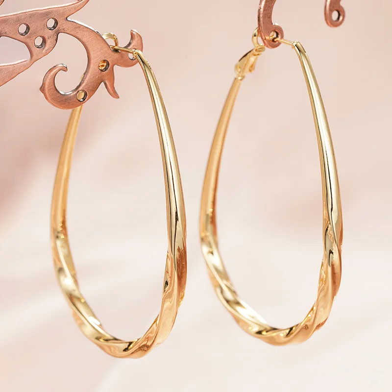 European and American Style Metal Spiral Texture Large Circle Earrings for Attending Banquets, Exaggerated Trendy Accessories - Image 21