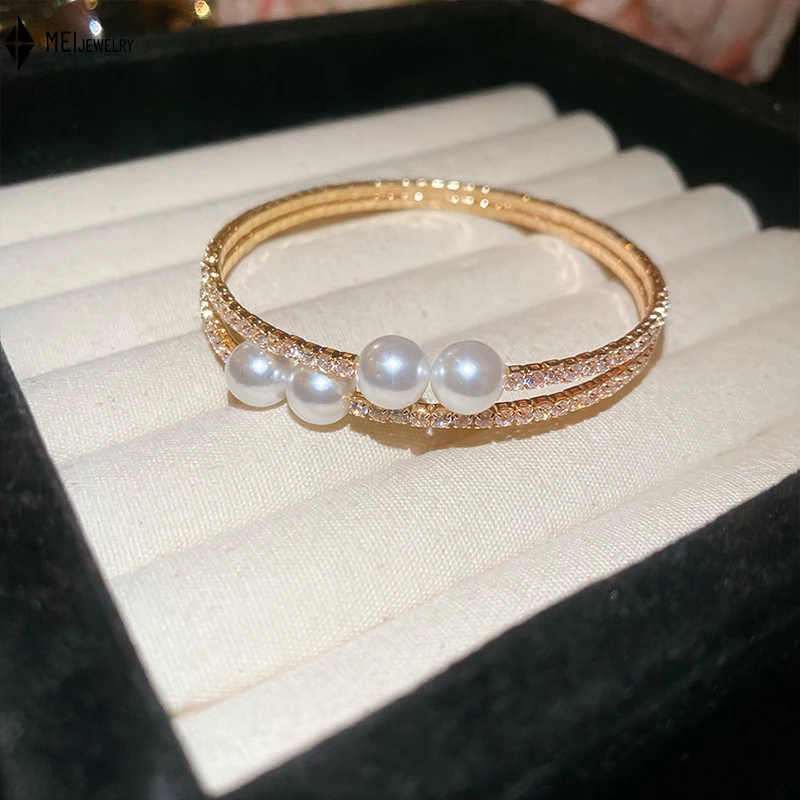 Fashion Light Luxury Elegant Wrapped Baroque Pearl Opening Bracelet for Womern ﻿ - Image 6