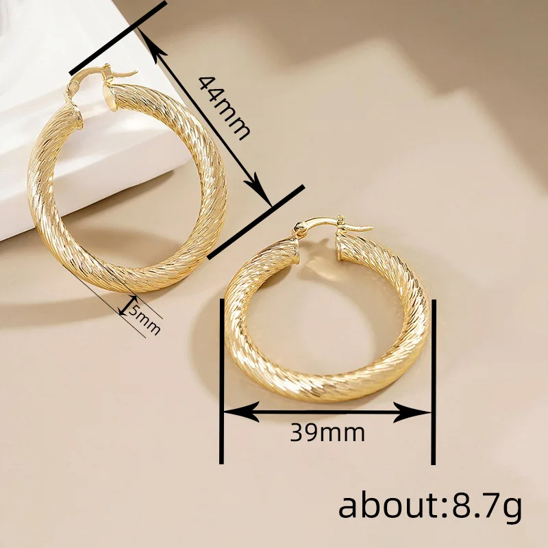European and American Style Metal Spiral Texture Large Circle Earrings for Attending Banquets, Exaggerated Trendy Accessories - Image 77