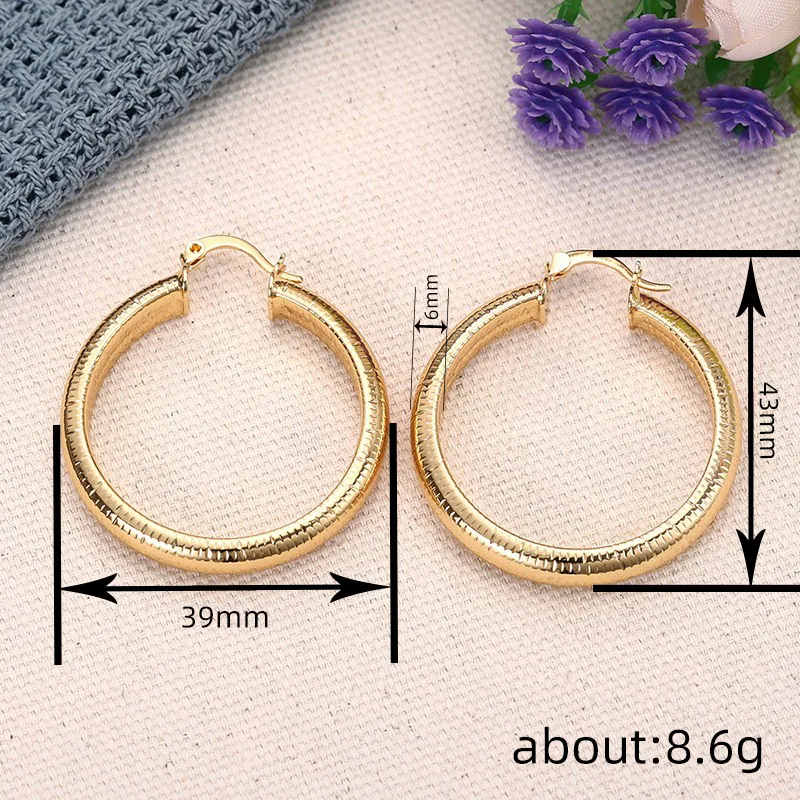 European and American Style Metal Spiral Texture Large Circle Earrings for Attending Banquets, Exaggerated Trendy Accessories - Image 61