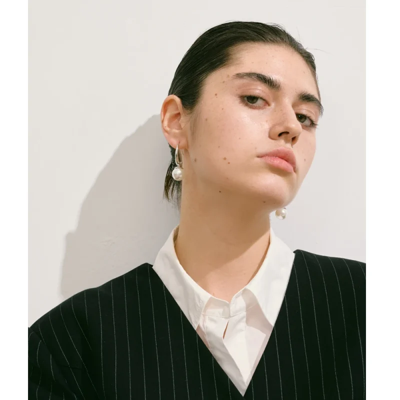 NiNice Fashion Stainless Steel Simulated Pearls Round Pendant Earrings Elegant Korean Style Exquisite Jewelry 2025 - Image 3