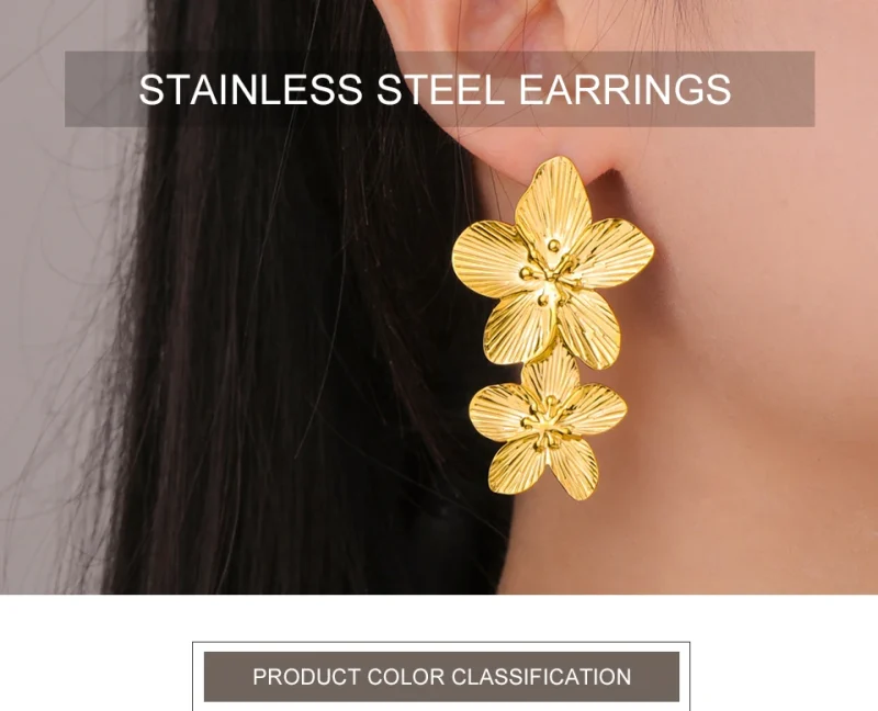 My Shape Large Flower Stud Earrings Stainless Steel Gold Color Big Earrings for Women Delicate Trendy Stud Earrings Jewelry Gift - Image 18