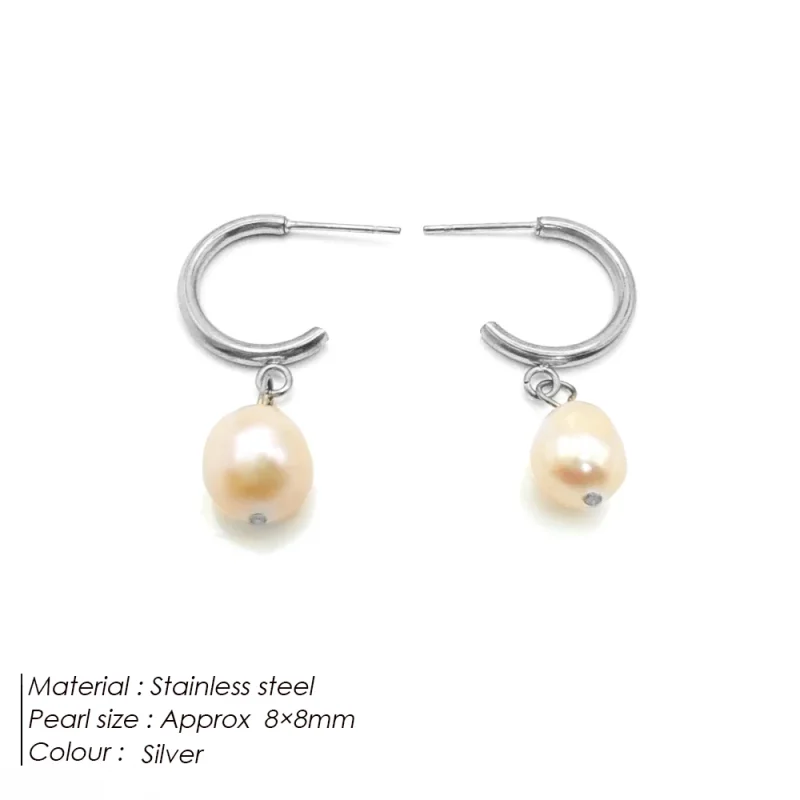 eManco Freshwater Pearl Earrings Stainless Steel Women's Jewelry Chain Drop Pierced Earrings Pearl Jewelry Set Gift Wholesale - Image 30