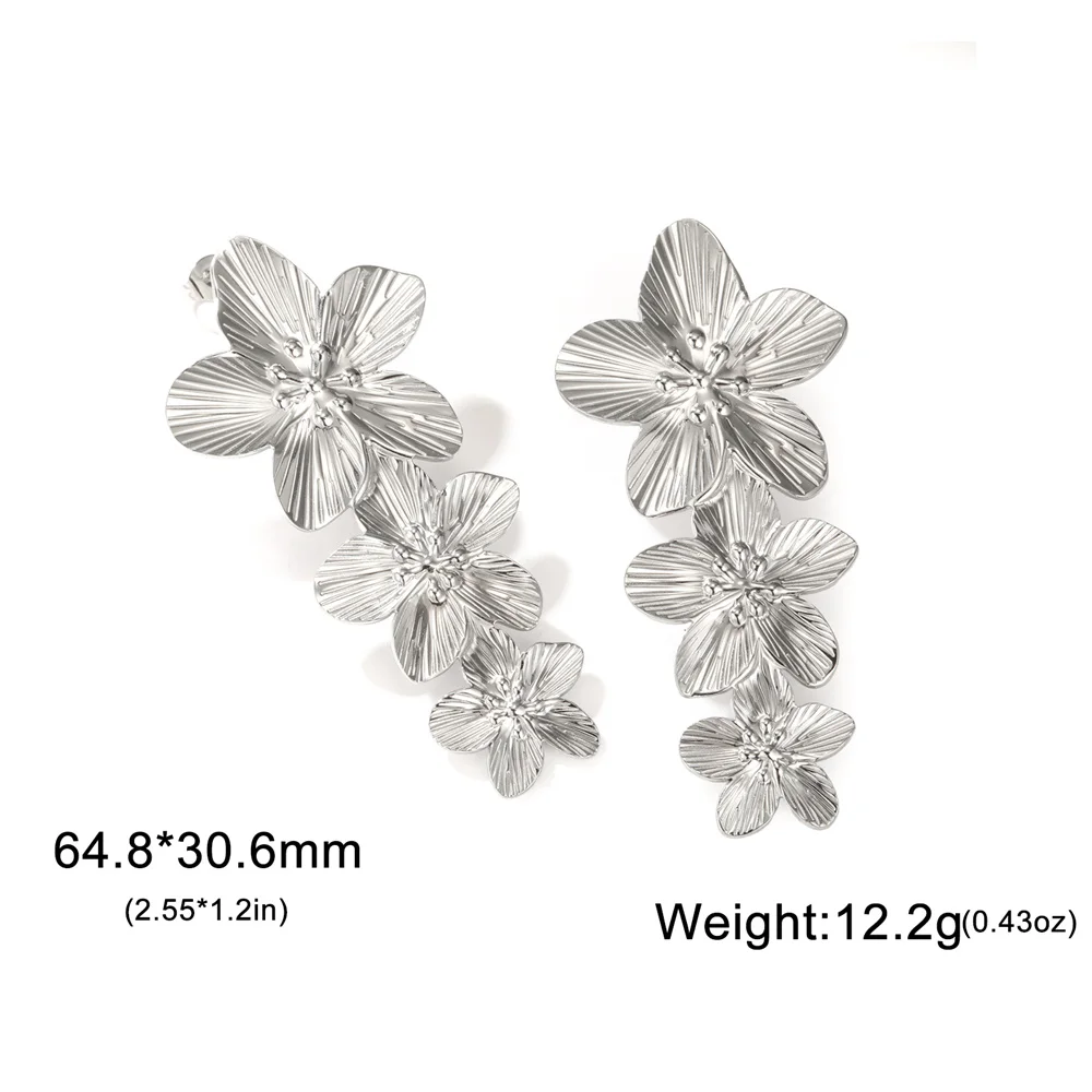 My Shape Large Flower Stud Earrings Stainless Steel Gold Color Big Earrings for Women Delicate Trendy Stud Earrings Jewelry Gift - Image 9