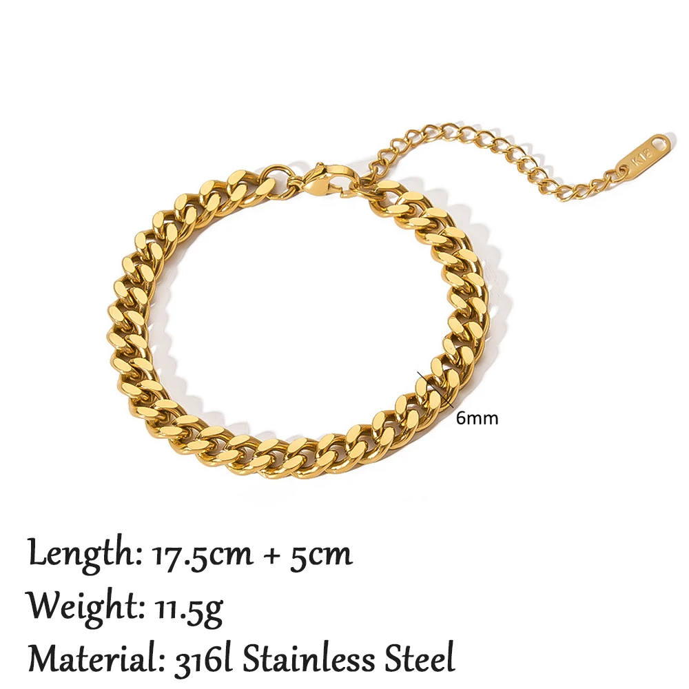 2024 New Wide Chunky Twist Bracelets For Women Gold Color Stainless Steel Link Cubic Chain Bangle Gift - Image 39