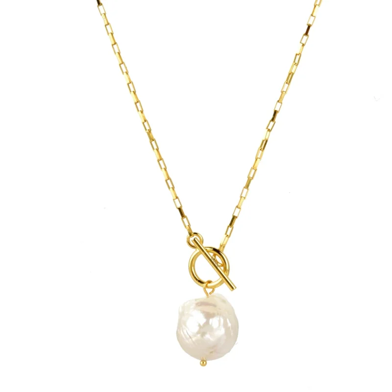 ANDYWEN 925 Sterling Silver Gold Irregular Pearl Drop Earring Percing Horoscope Chain Big Pearl Pendant Necklace Jewelry Set - Image 13