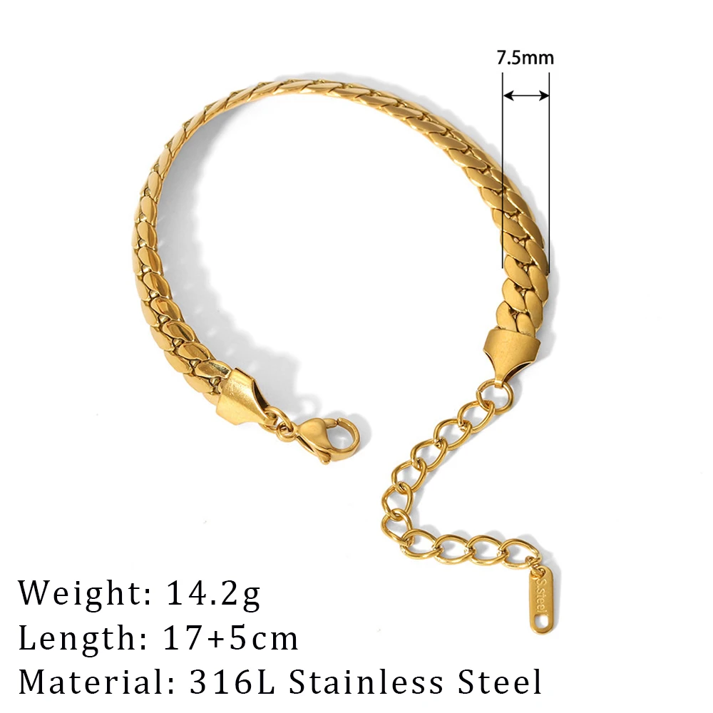 2024 New Wide Chunky Twist Bracelets For Women Gold Color Stainless Steel Link Cubic Chain Bangle Gift - Image 15
