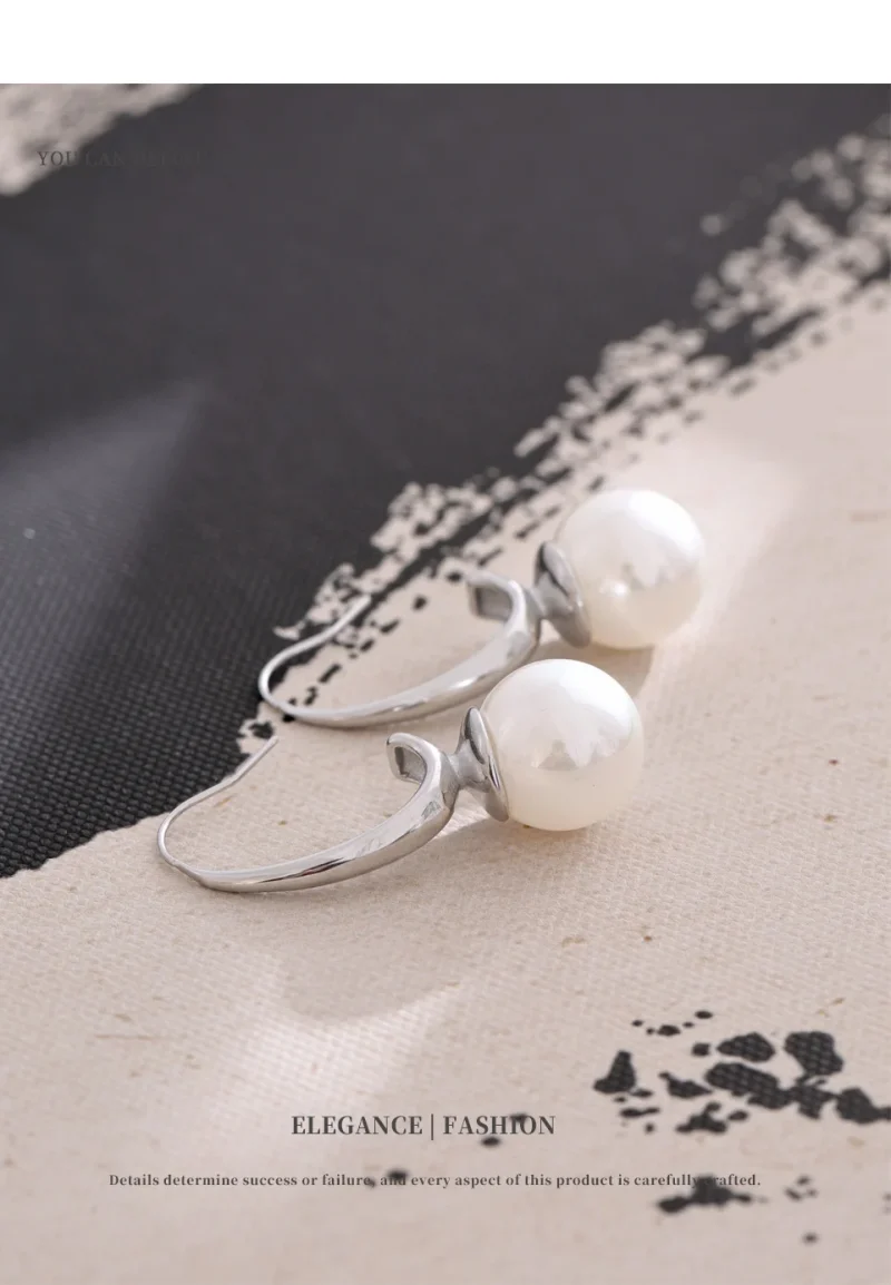NiNice Fashion Stainless Steel Simulated Pearls Round Pendant Earrings Elegant Korean Style Exquisite Jewelry 2025 - Image 16