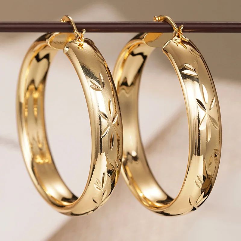 European and American Style Metal Spiral Texture Large Circle Earrings for Attending Banquets, Exaggerated Trendy Accessories - Image 34
