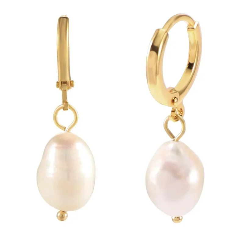 18K Gold Plated Women's Waterdrop Pendant Baroque Pearl Earrings Luxury Minimalist Design Elegant Jewelry Accessories - Image 12