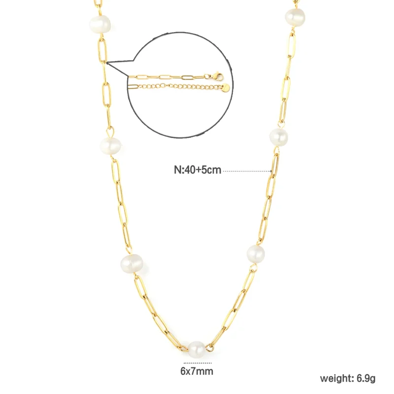 LUXUSTEEL Elegant Natural Pearls Pendant For Women Stainless Steel Imitaiton Pearl Female Necklace Chain Choker Jewelry Gift - Image 5