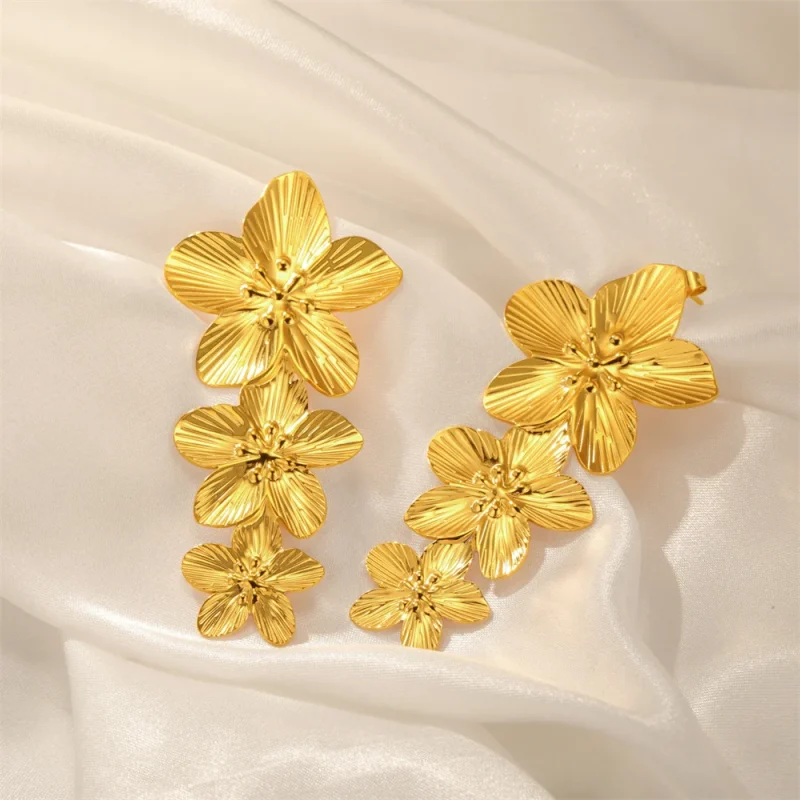My Shape Large Flower Stud Earrings Stainless Steel Gold Color Big Earrings for Women Delicate Trendy Stud Earrings Jewelry Gift - Image 50